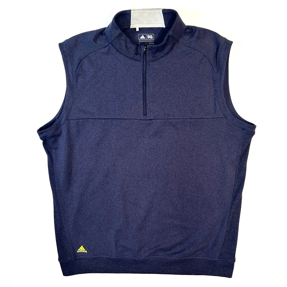 Adidas Golf Pullover Vest Mens L‎ Quarter Zip Performance Layer Navy Blue Large